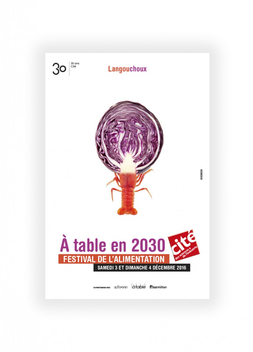 affiche langouste choux à table en 2030 festival de l'alimentation cité des sciences