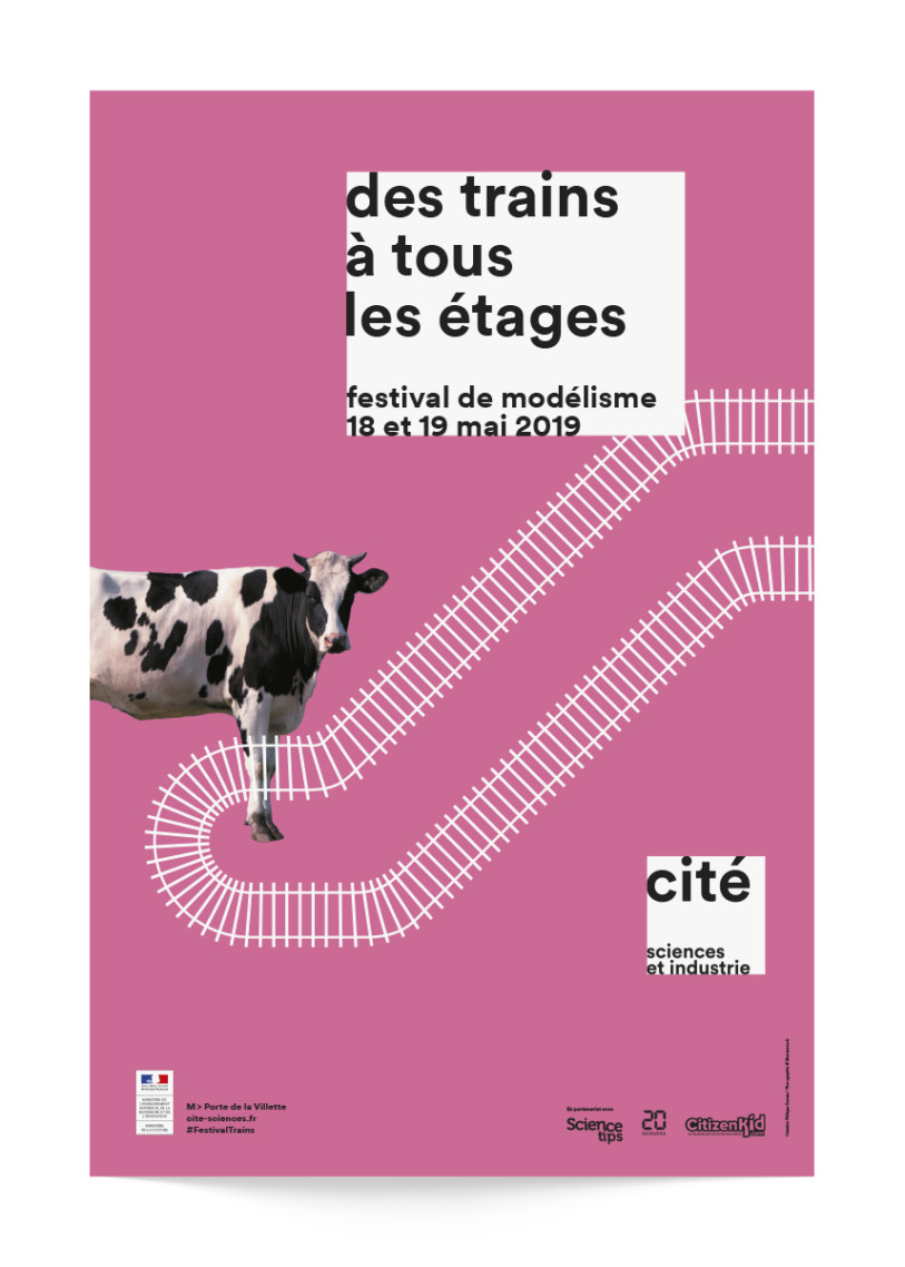 Vache affiche exposition trains cité des sciences