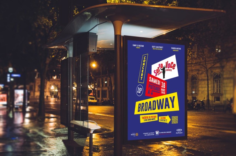 Affiche abribus concert Sotto Voce BROADWAY